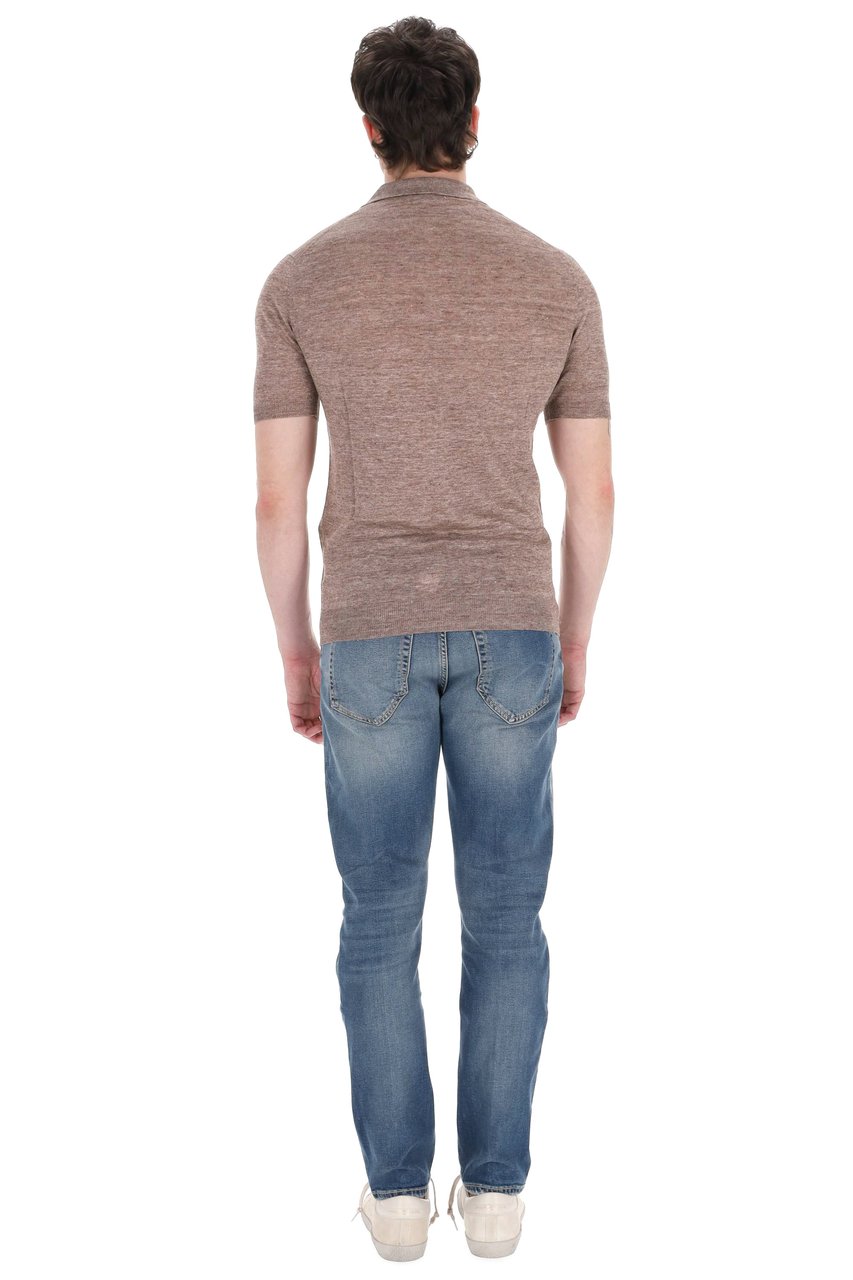 Barba Melange Pure Linen Polo Grijs