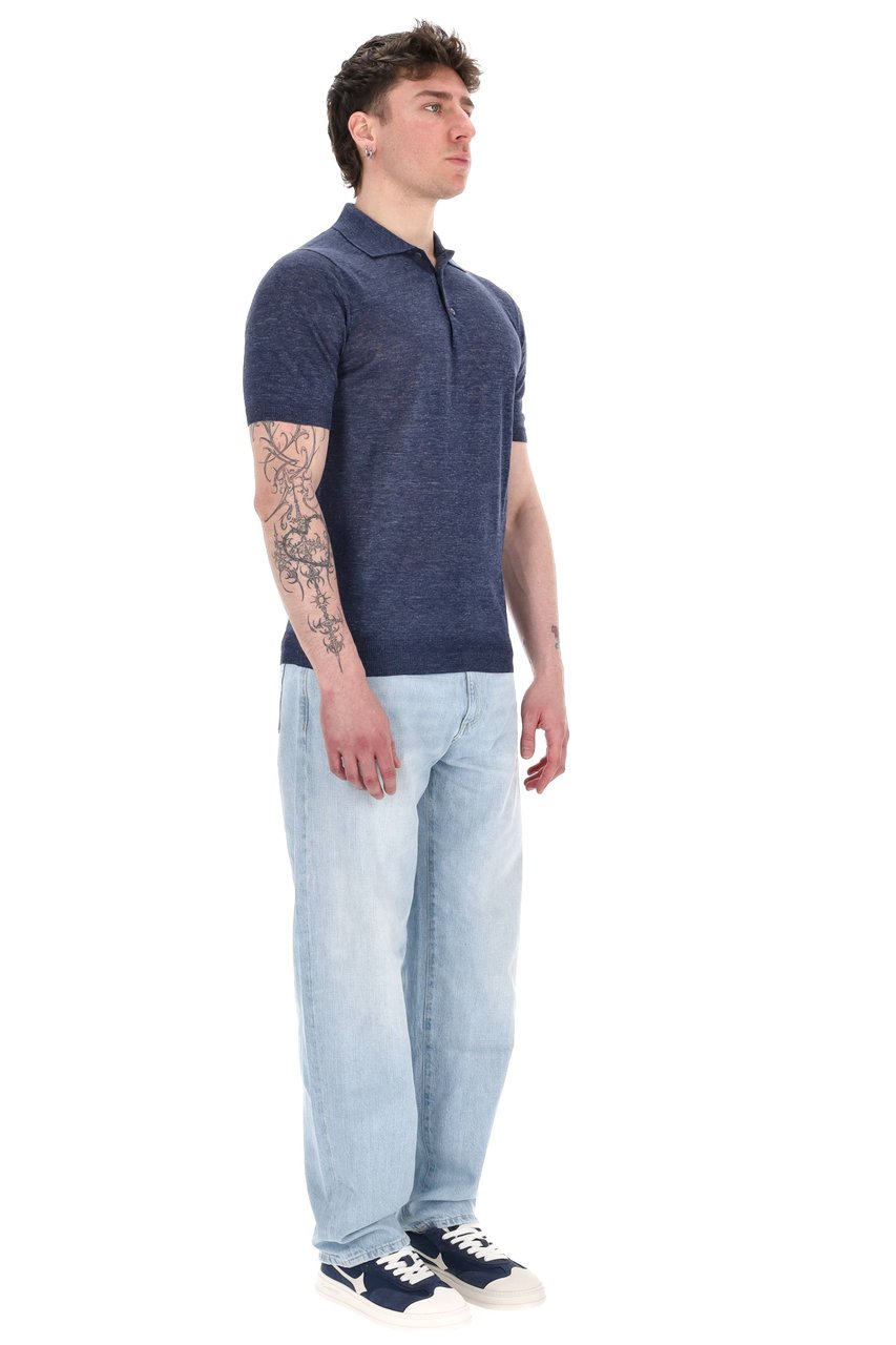Barba Melange Pure Linen Polo Grijs