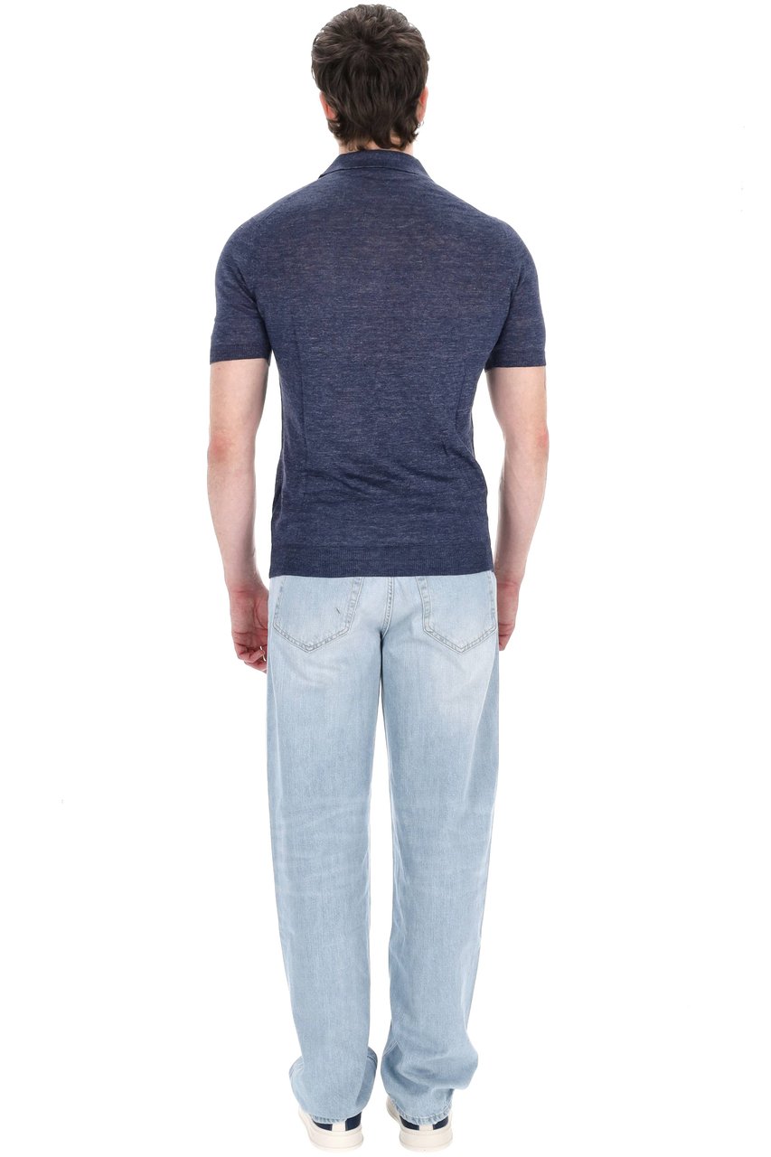 Barba Melange Pure Linen Polo Grijs