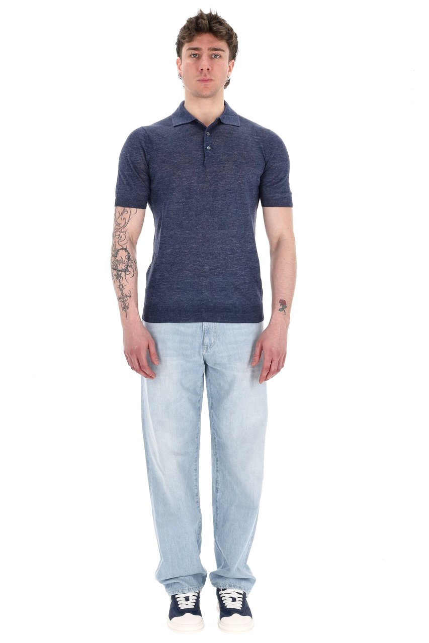 Barba Melange Pure Linen Polo Grijs