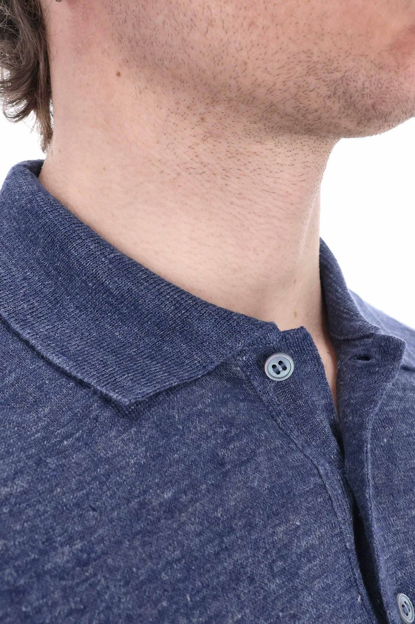 Barba Melange Pure Linen Polo Grijs