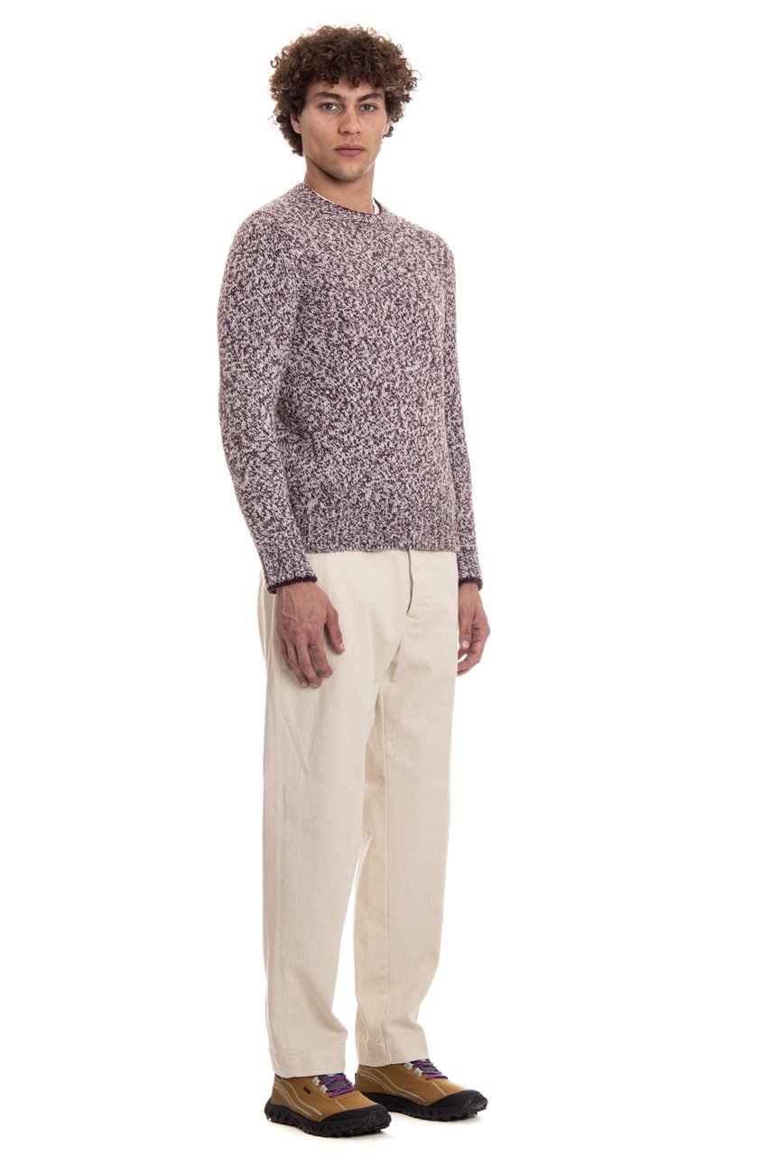 Barba Virgin Wool Moulinè Crewneck Sweater Grijs