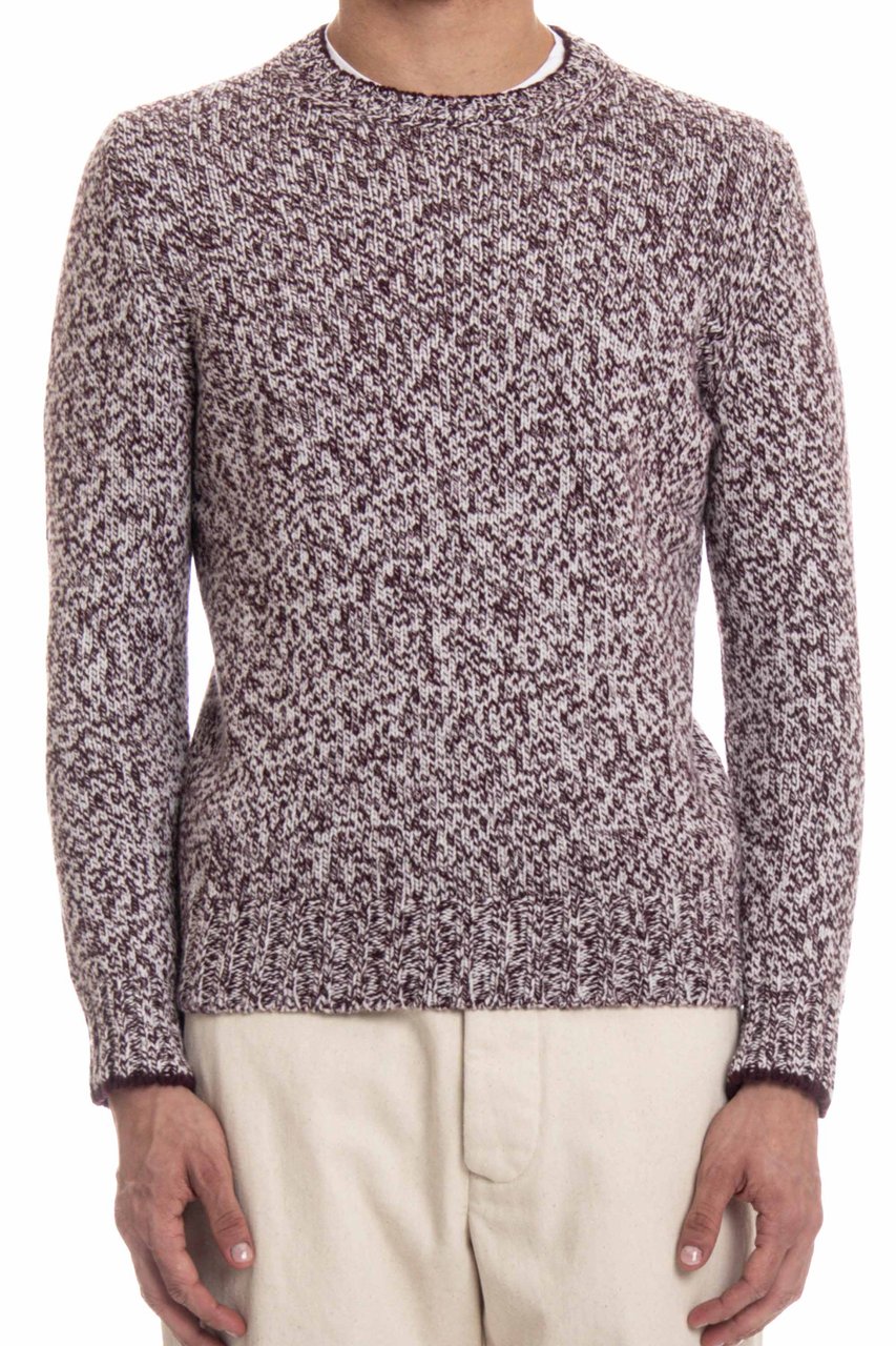Barba Virgin Wool Moulinè Crewneck Sweater Grijs