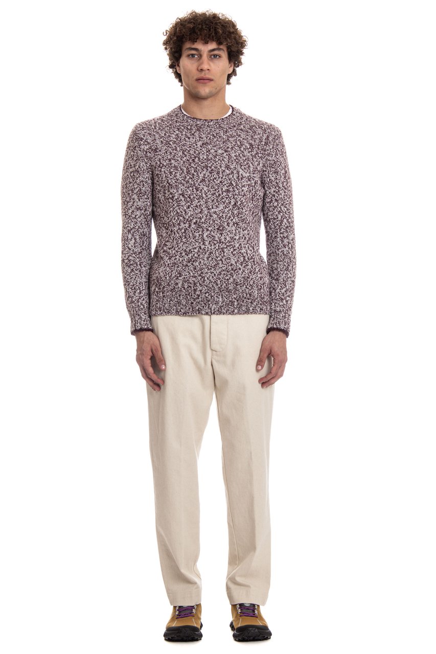 Barba Virgin Wool Moulinè Crewneck Sweater Grijs