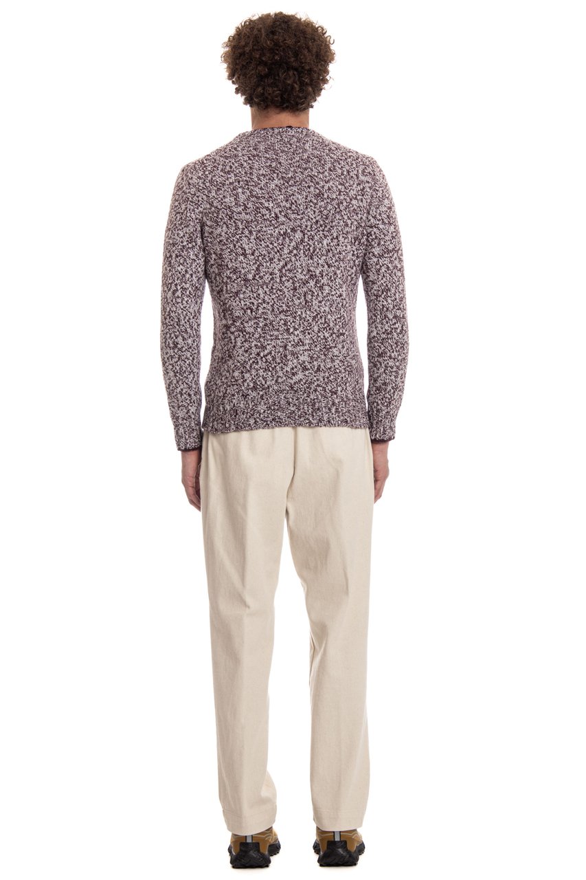 Barba Virgin Wool Moulinè Crewneck Sweater Grijs