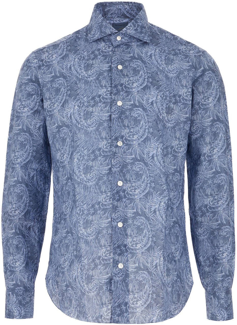 Barba Printed linen blend shirt Divers