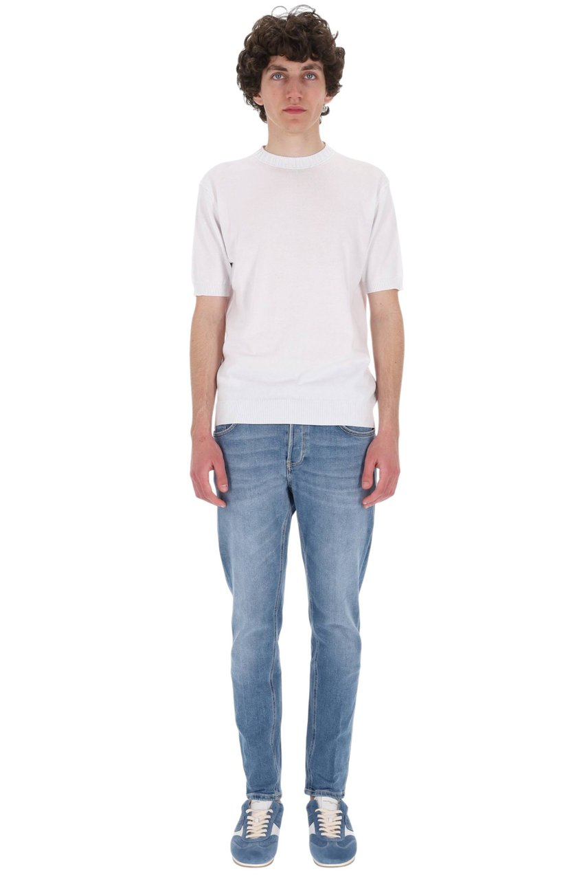 Barba White Cotton Knit T-Shirt Wit