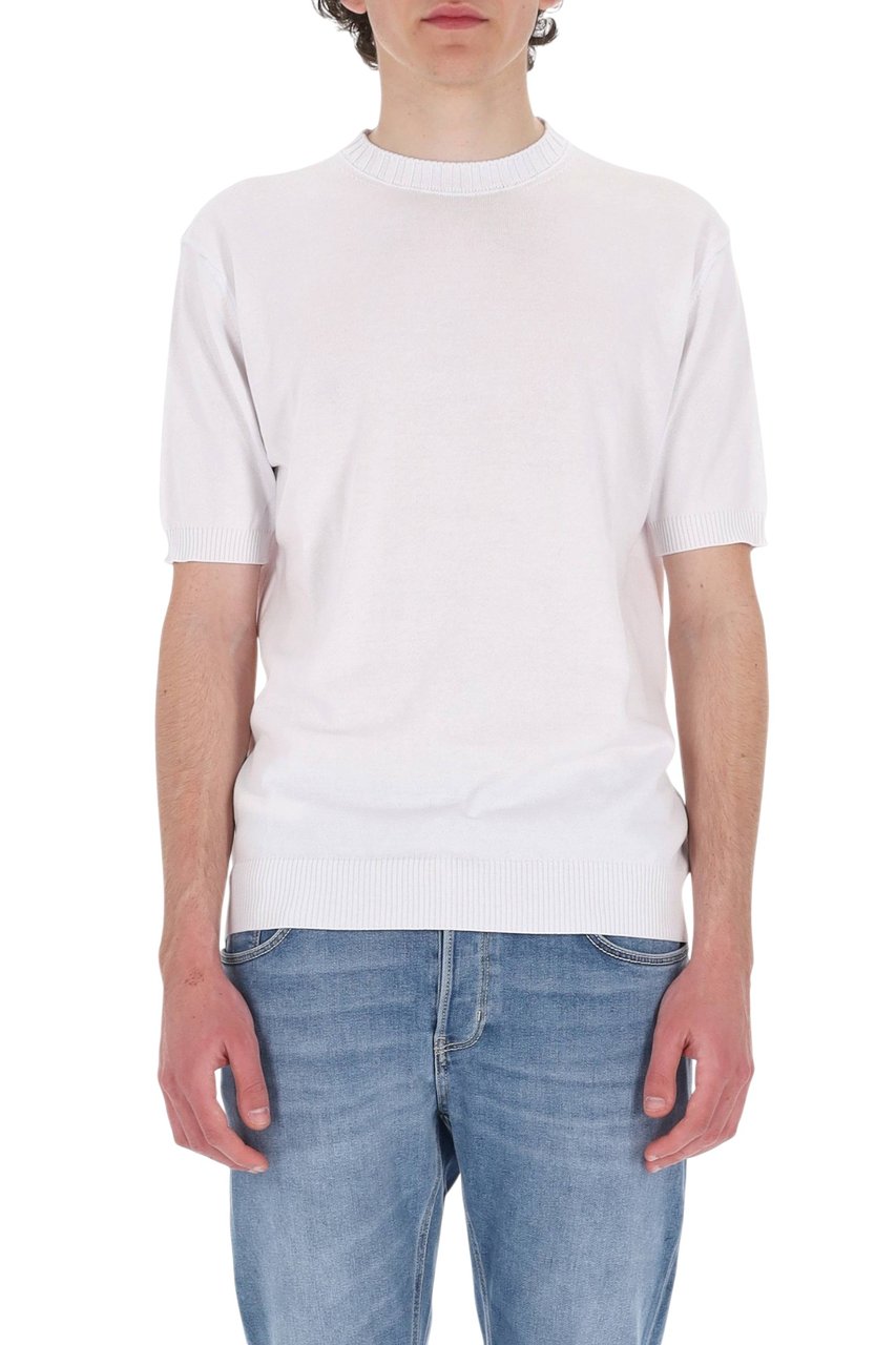 Barba White Cotton Knit T-Shirt Wit