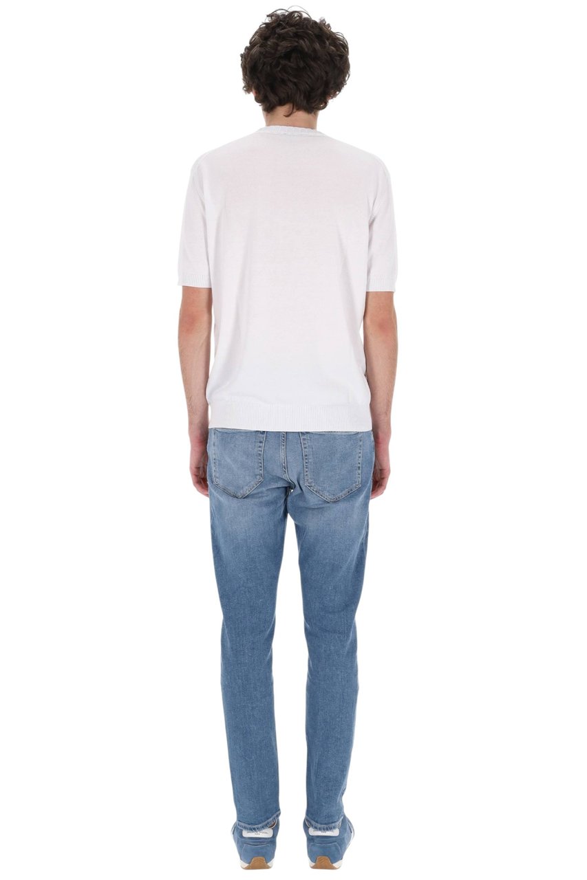 Barba White Cotton Knit T-Shirt Wit