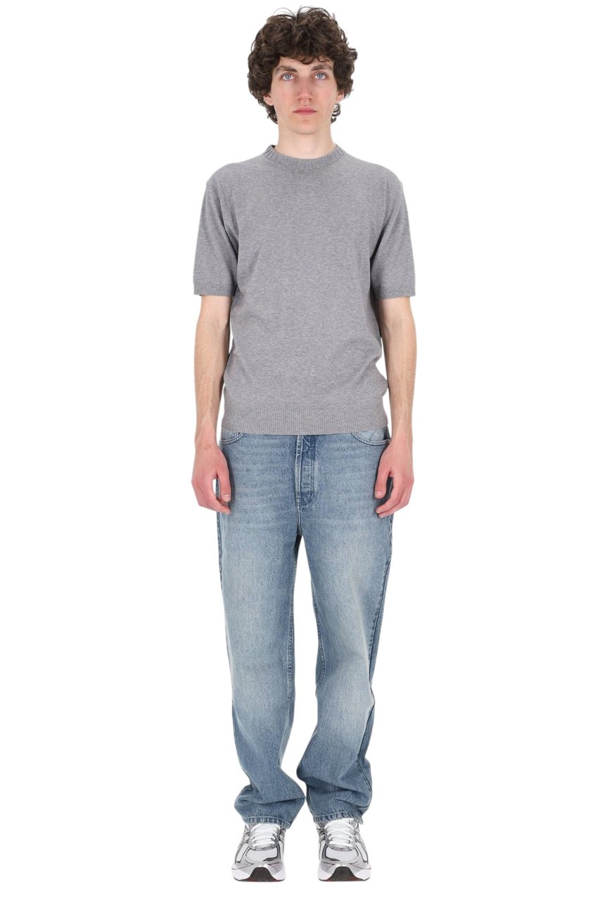 Barba Grey Cotton Knit T-Shirt Grijs