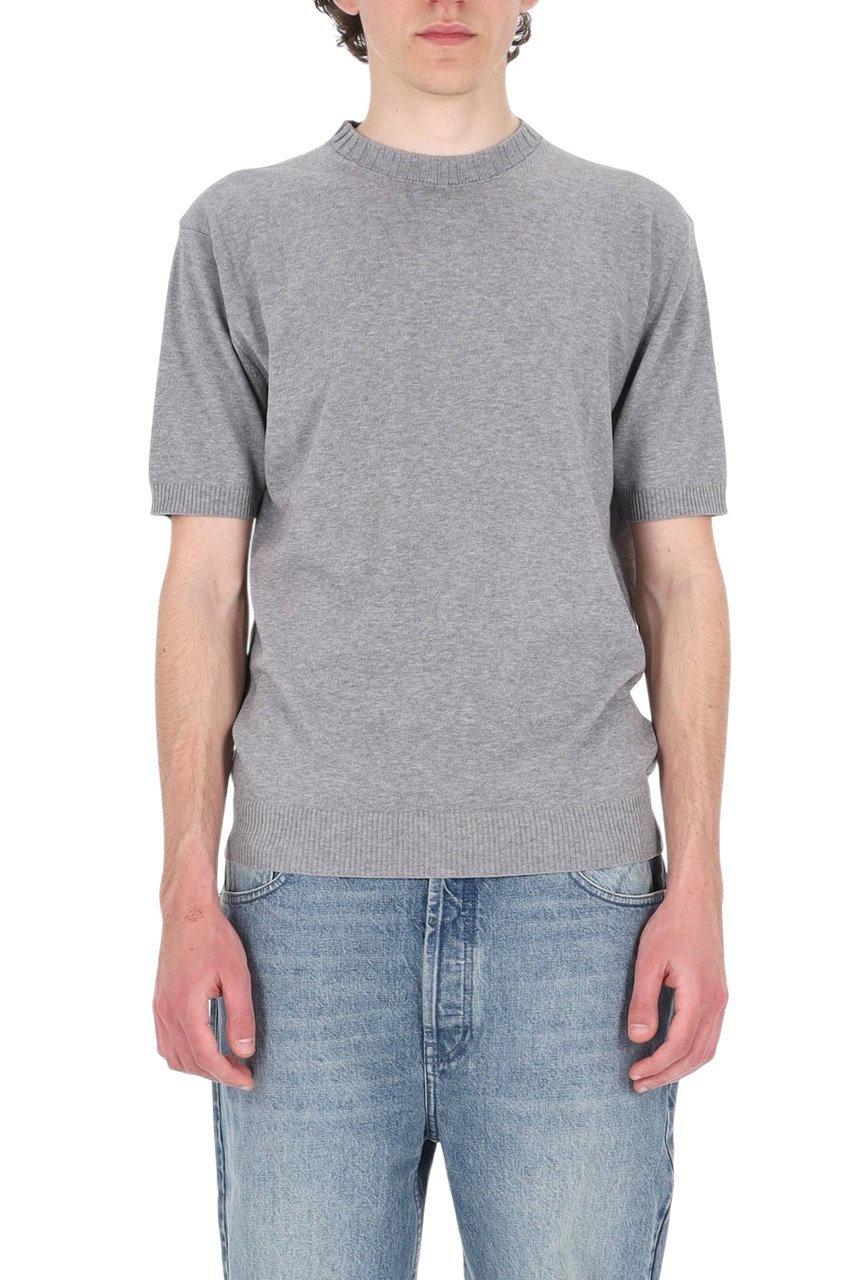 Barba Grey Cotton Knit T-Shirt Grijs