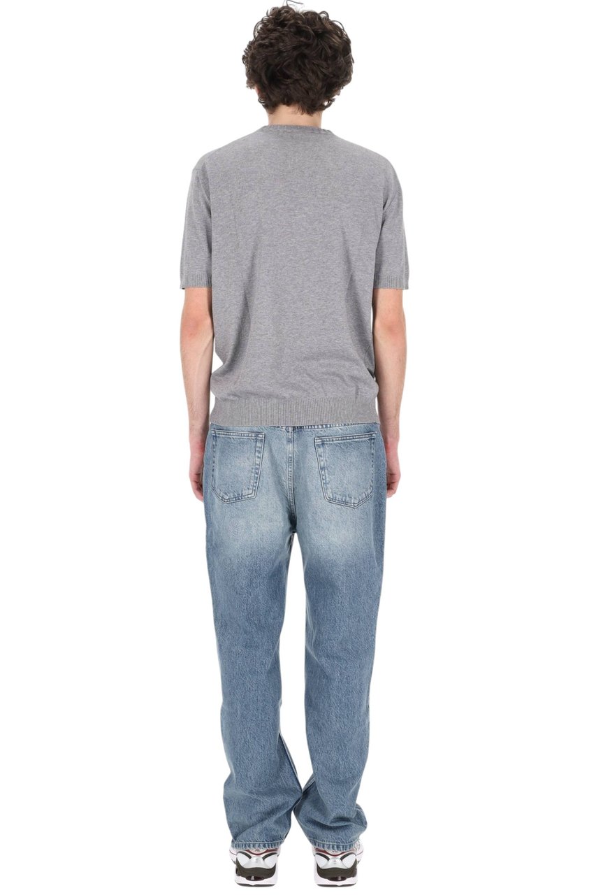 Barba Grey Cotton Knit T-Shirt Grijs