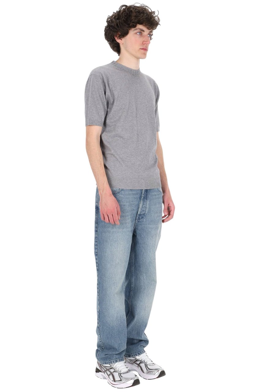 Barba Grey Cotton Knit T-Shirt Grijs