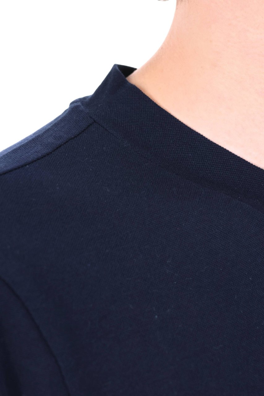 Barba Blue Textured Cotton T-Shirt Blauw