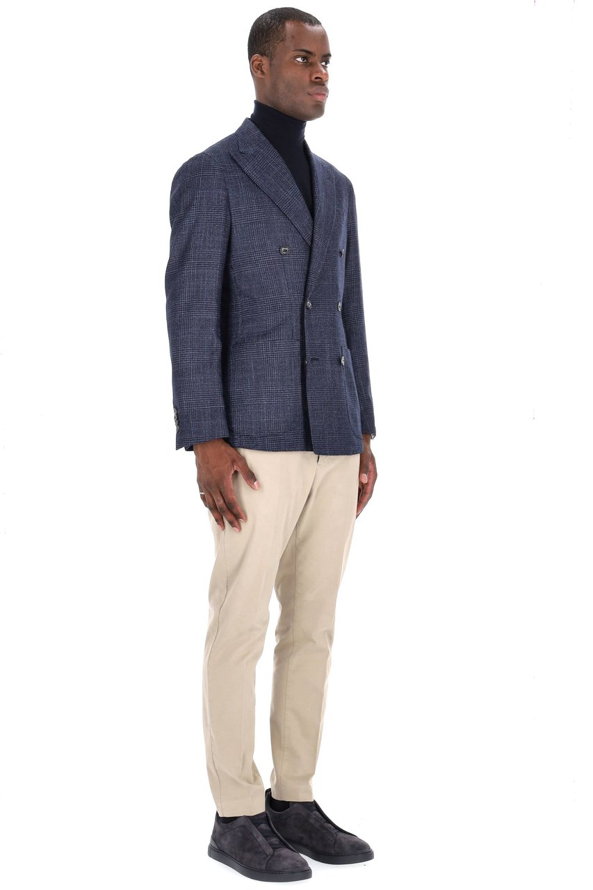 Barba Montecarlo Line Prince of Wales Wool-Silk-Cashmere Jacket Grijs