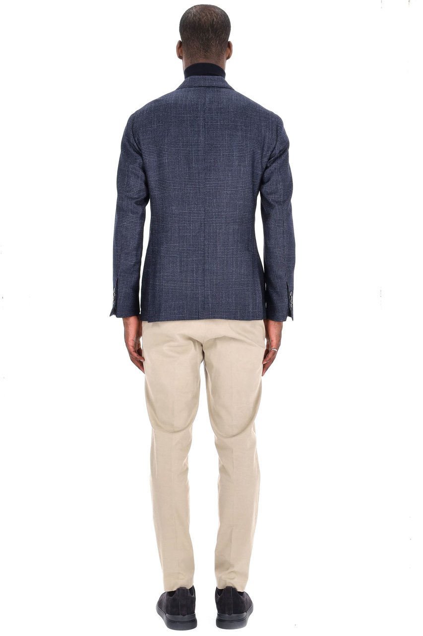 Barba Montecarlo Line Prince of Wales Wool-Silk-Cashmere Jacket Grijs