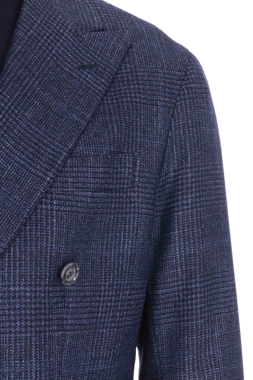 Barba Montecarlo Line Prince of Wales Wool-Silk-Cashmere Jacket Grijs