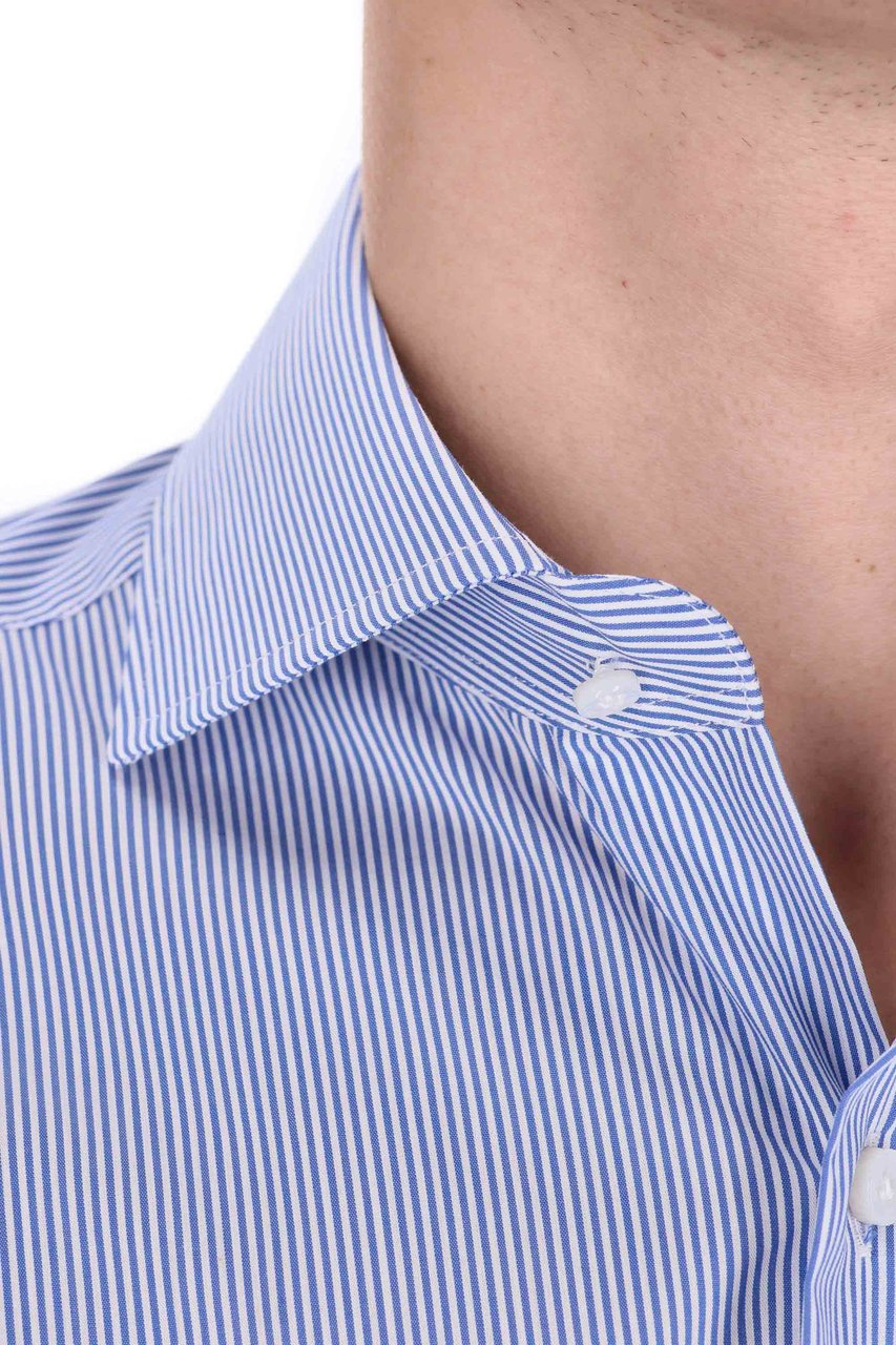 Barba Bacchettata Stretch Poplin Shirt Linea Milano Wit