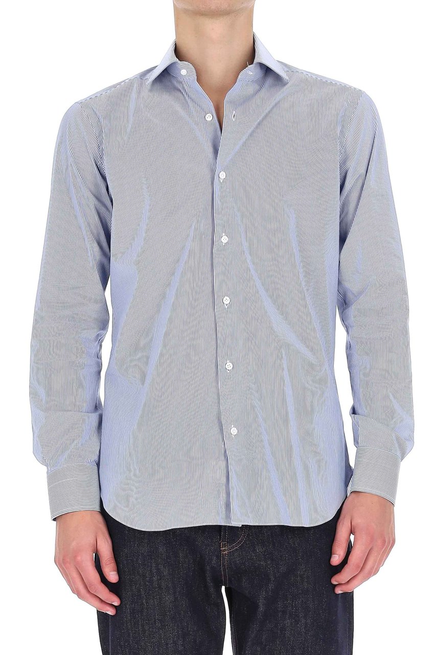 Barba Bacchettata Stretch Poplin Shirt Linea Milano Wit