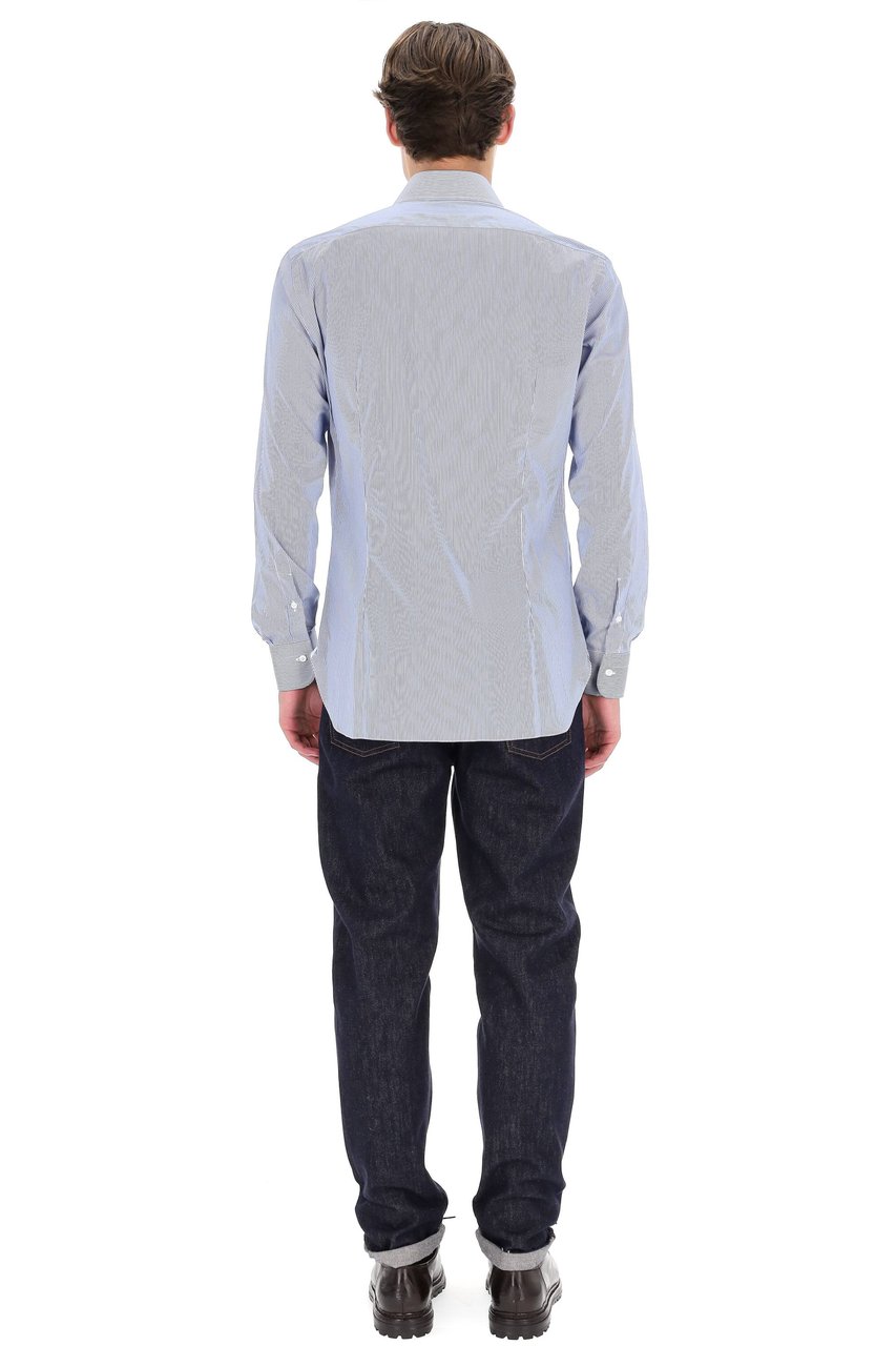 Barba Bacchettata Stretch Poplin Shirt Linea Milano Wit