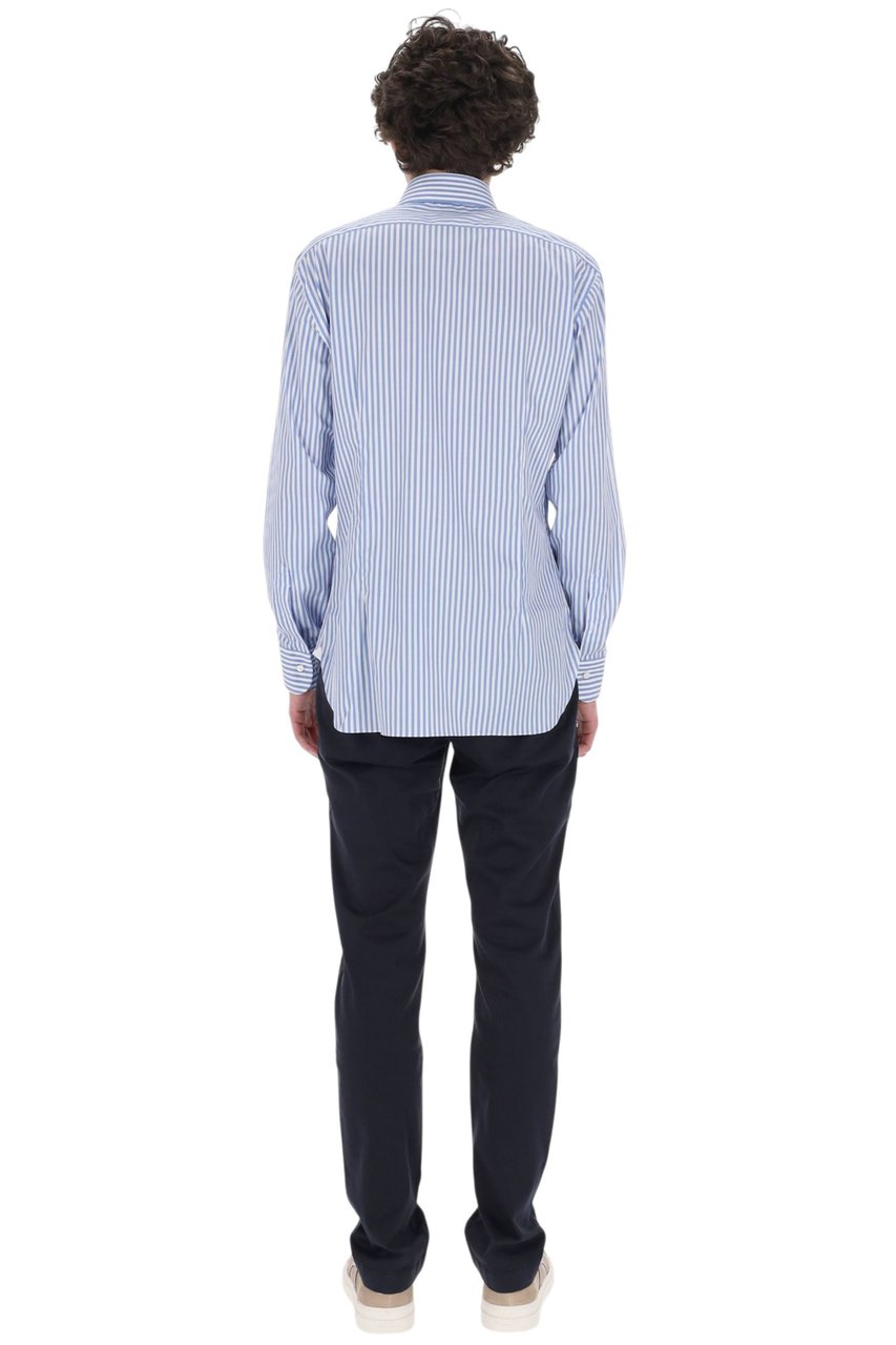 Barba Journey Label Striped Cotton Casual Shirt Blauw