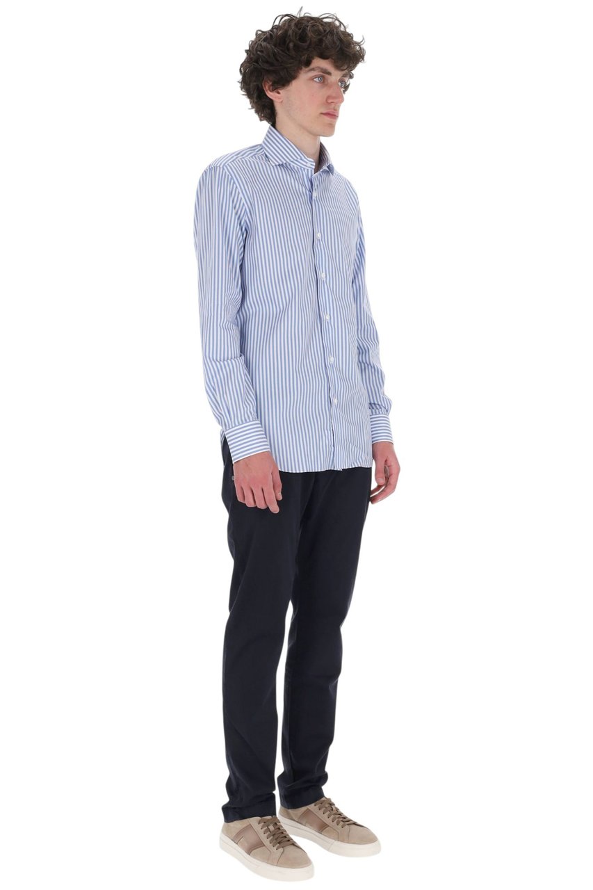 Barba Journey Label Striped Cotton Casual Shirt Blauw