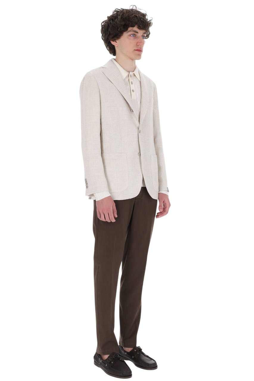 Barba Prince of Wales Linen-Cotton-Silk Blazer Wit