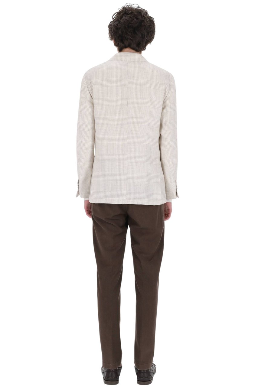 Barba Prince of Wales Linen-Cotton-Silk Blazer Wit