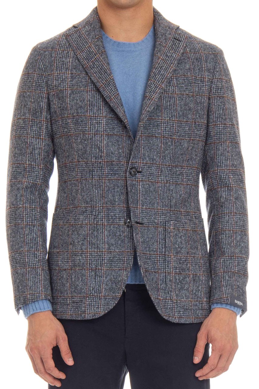 Barba Prince of Wales Alpaca-Wool Jacket Grijs