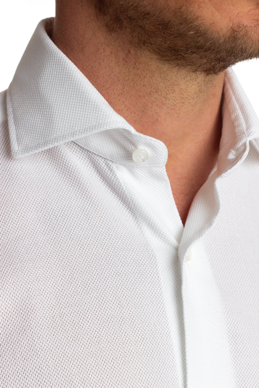 Barba Honeycomb Stretch Tailored Shirt Cult Label Wit