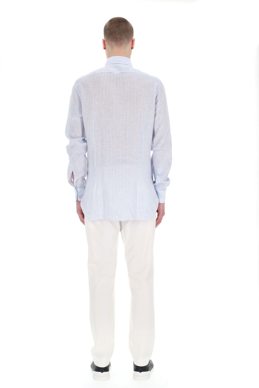 Barba Cult Line Linen Tailored Stripe Shirt Wit