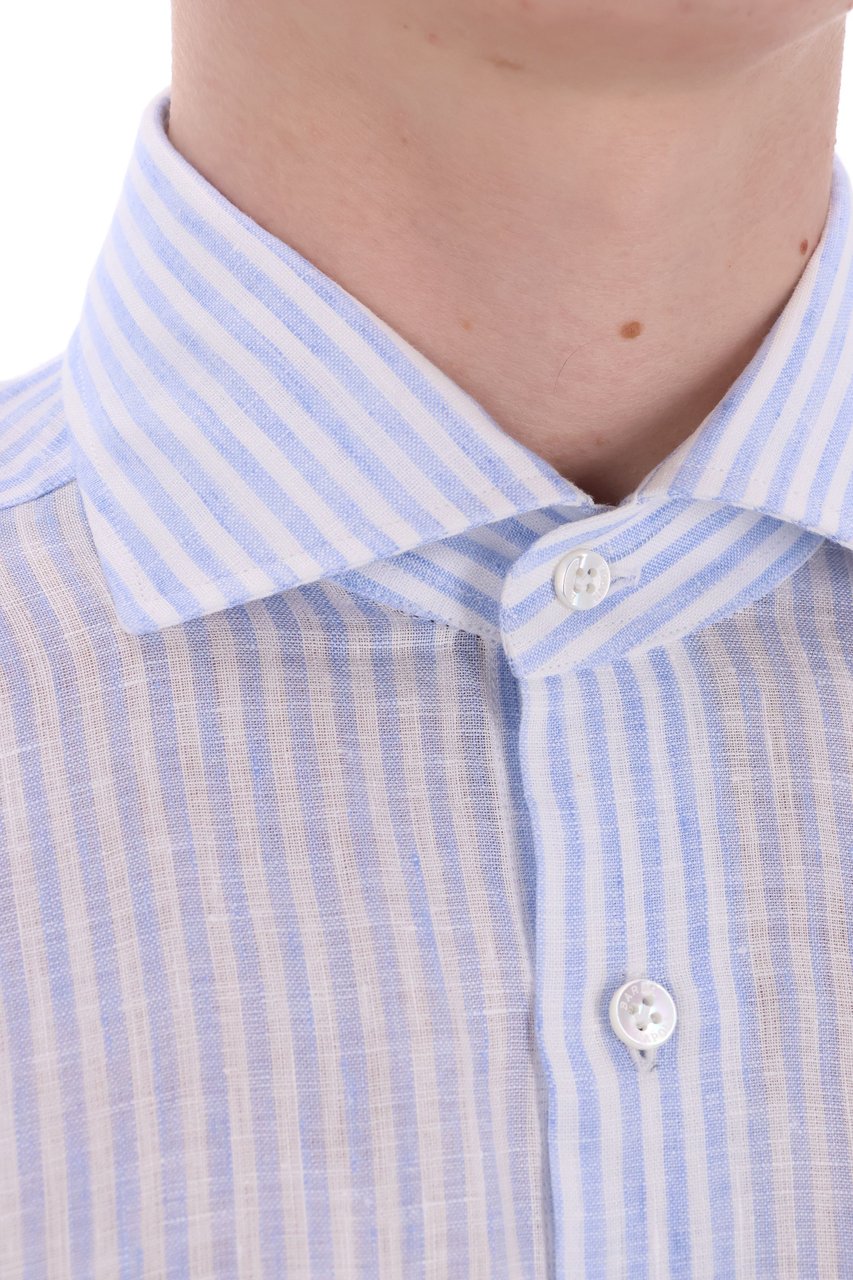 Barba Cult Line Linen Tailored Stripe Shirt Wit