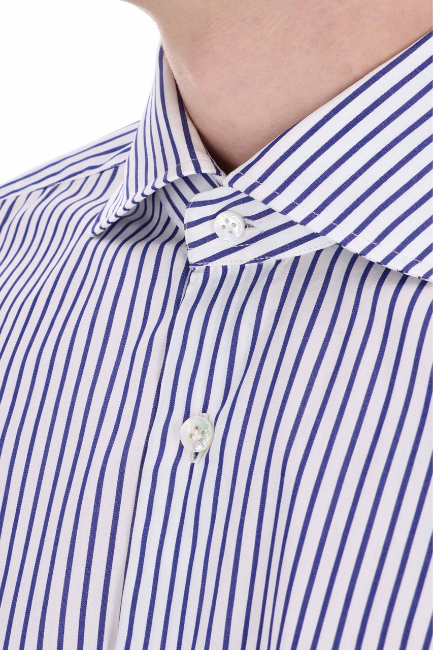 Barba Cult Line Cotton Tailored Stripe Shirt Wit