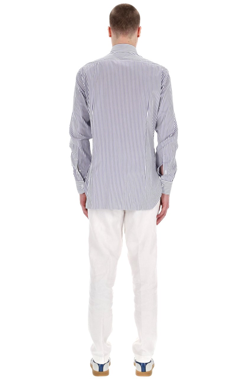 Barba Cult Line Cotton Tailored Stripe Shirt Wit