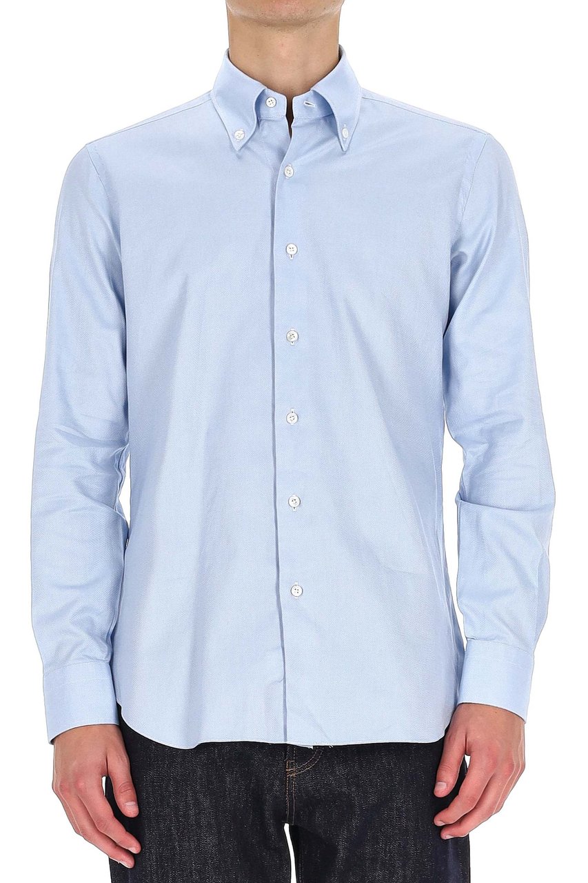 Barba Culto Line Oxford Button-Down Tailored Shirt Blauw