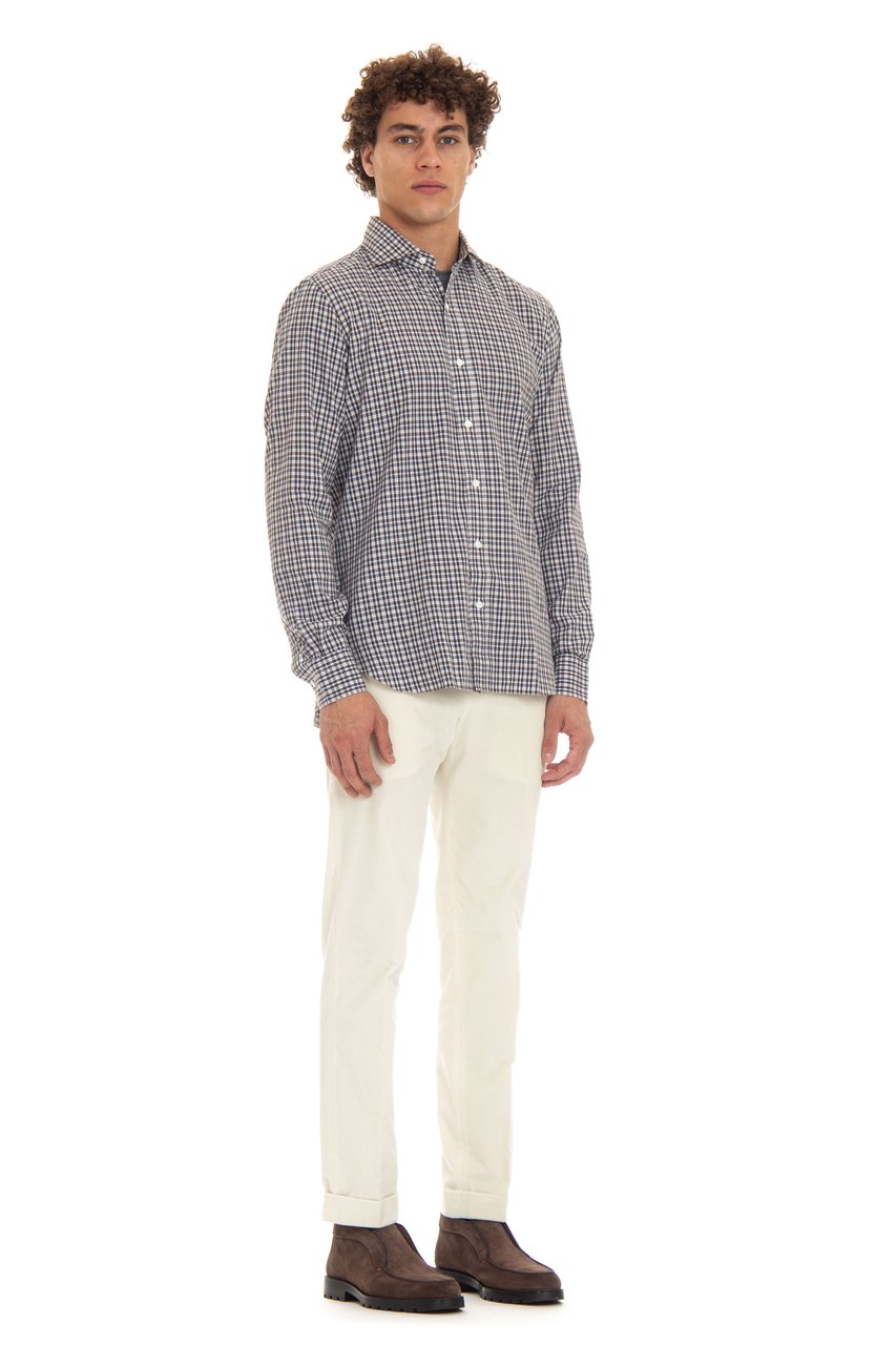 Barba Micro Check Dandylife Shirt Grijs