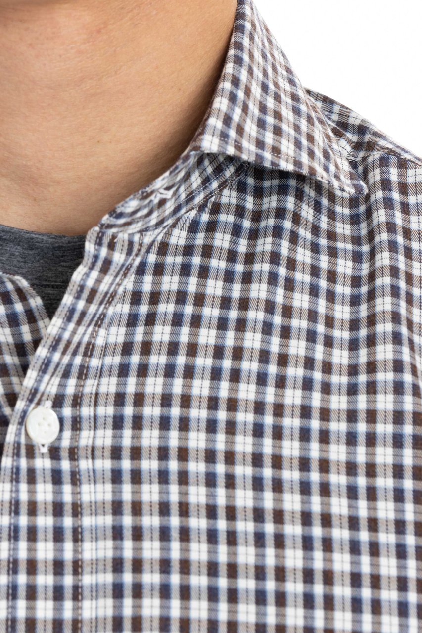 Barba Micro Check Dandylife Shirt Grijs