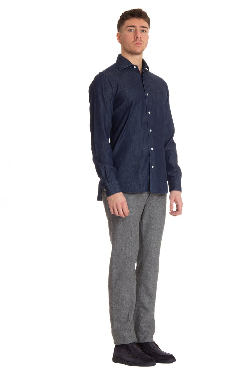 Barba Denim Tailored Shirt Zwart