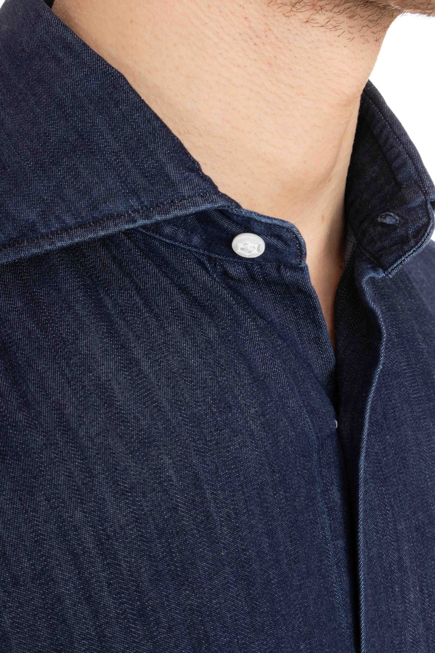 Barba Denim Tailored Shirt Zwart