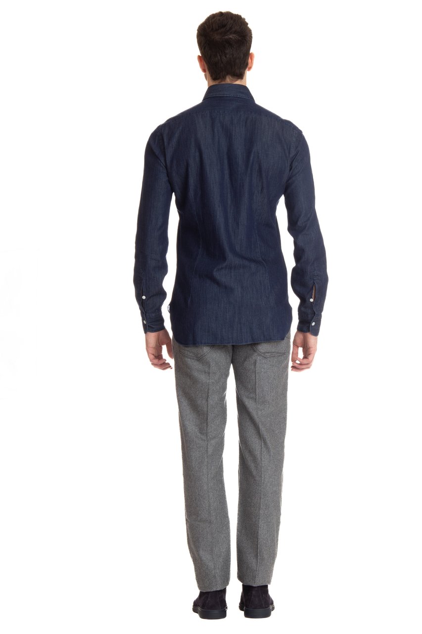 Barba Denim Tailored Shirt Zwart