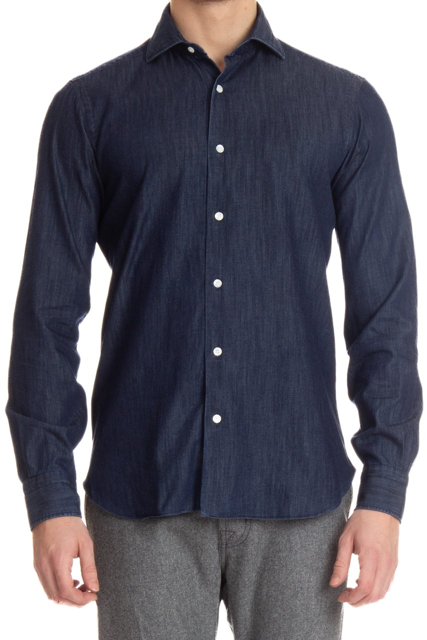Barba Denim Tailored Shirt Zwart