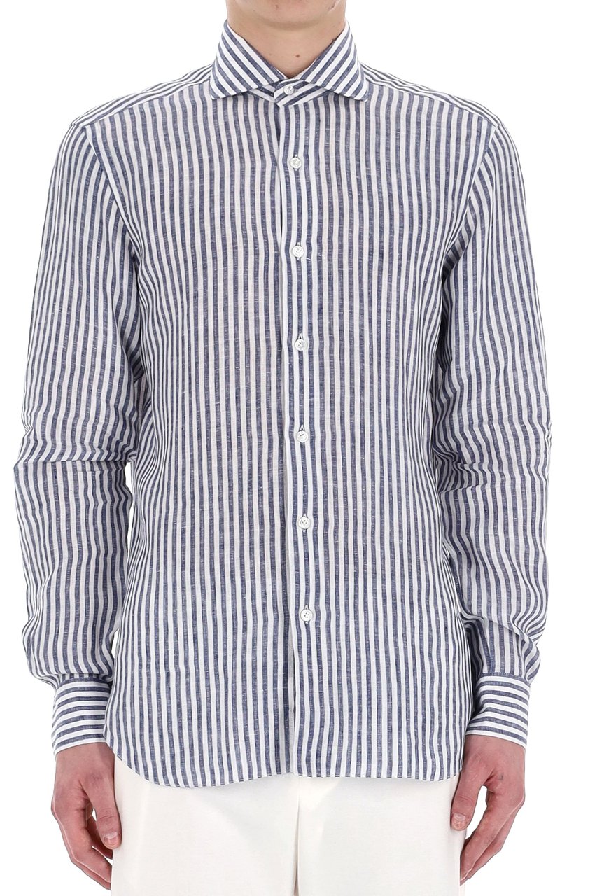 Barba Dandylife Line Linen Tailored Stripe Shirt Wit