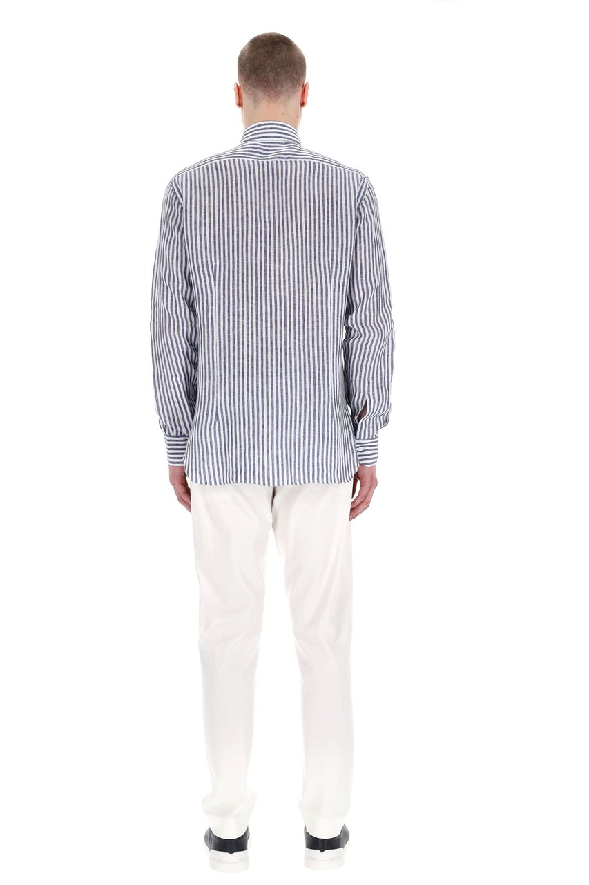 Barba Dandylife Line Linen Tailored Stripe Shirt Wit