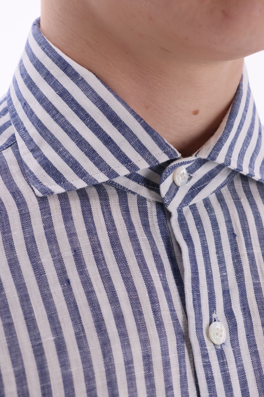 Barba Dandylife Line Linen Tailored Stripe Shirt Wit