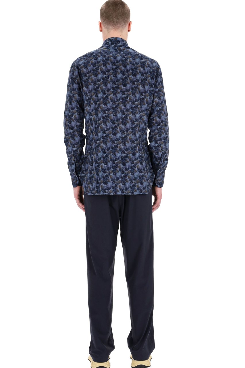Barba Floral Print Linen Tailored Shirt Line Dandylife Zwart