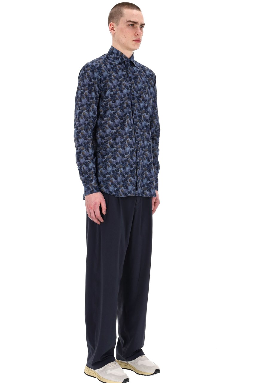 Barba Floral Print Linen Tailored Shirt Line Dandylife Zwart