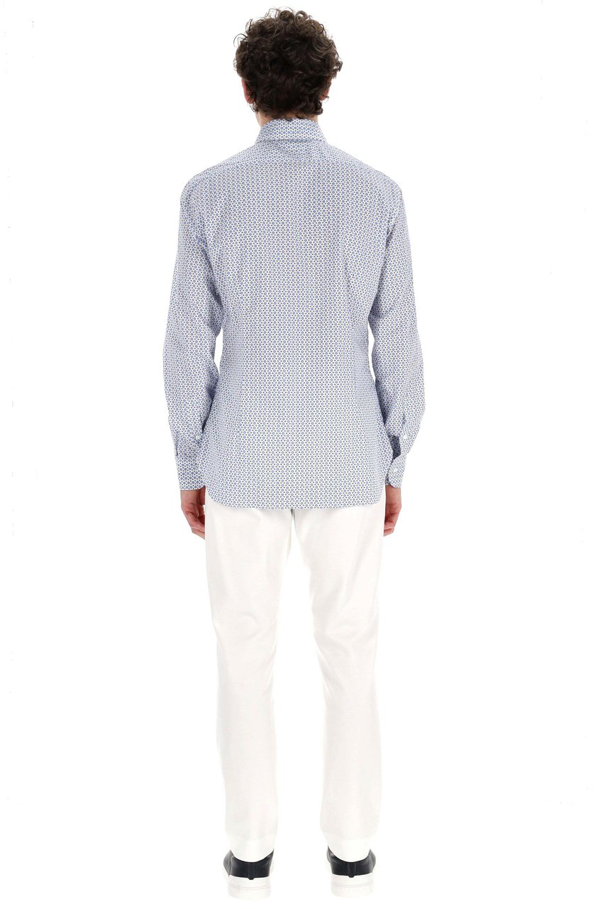 Barba Micro Pattern Cotton Shirt Line Dandylife Wit