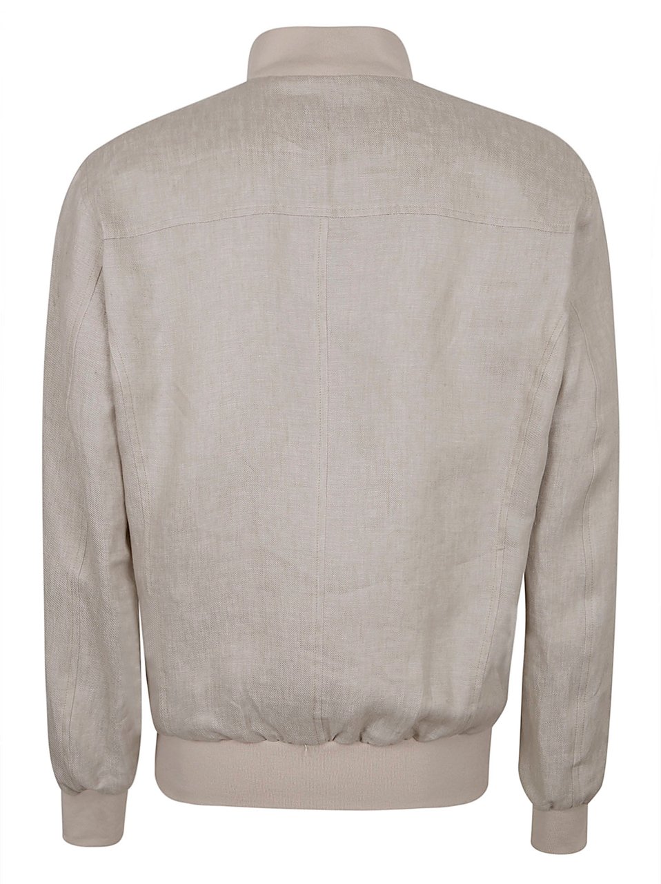 Barba Napoli Linen Sport Jacket with High Collar and Ribbed Detailing Neutraal