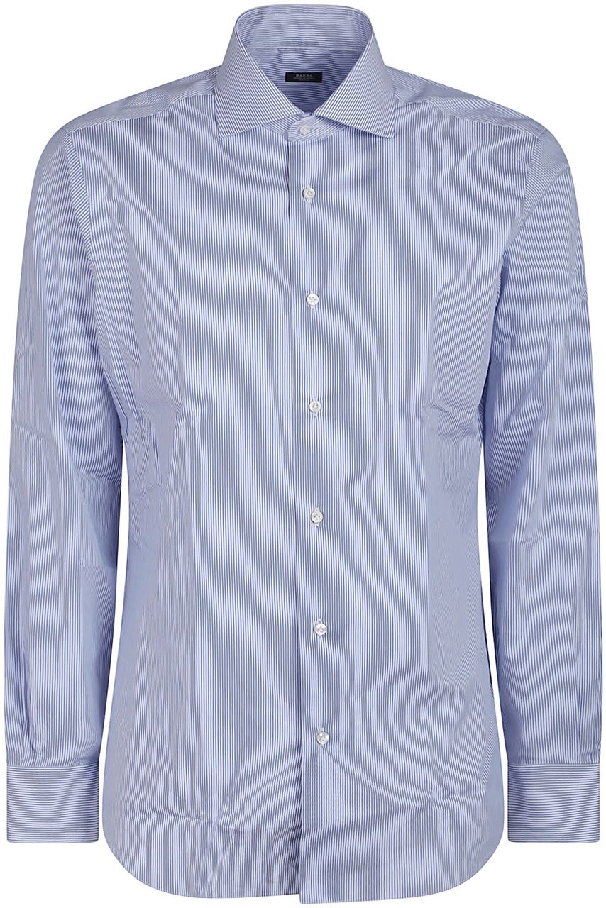 Barba Napoli Long Sleeve Neck Shirt Blue Blauw