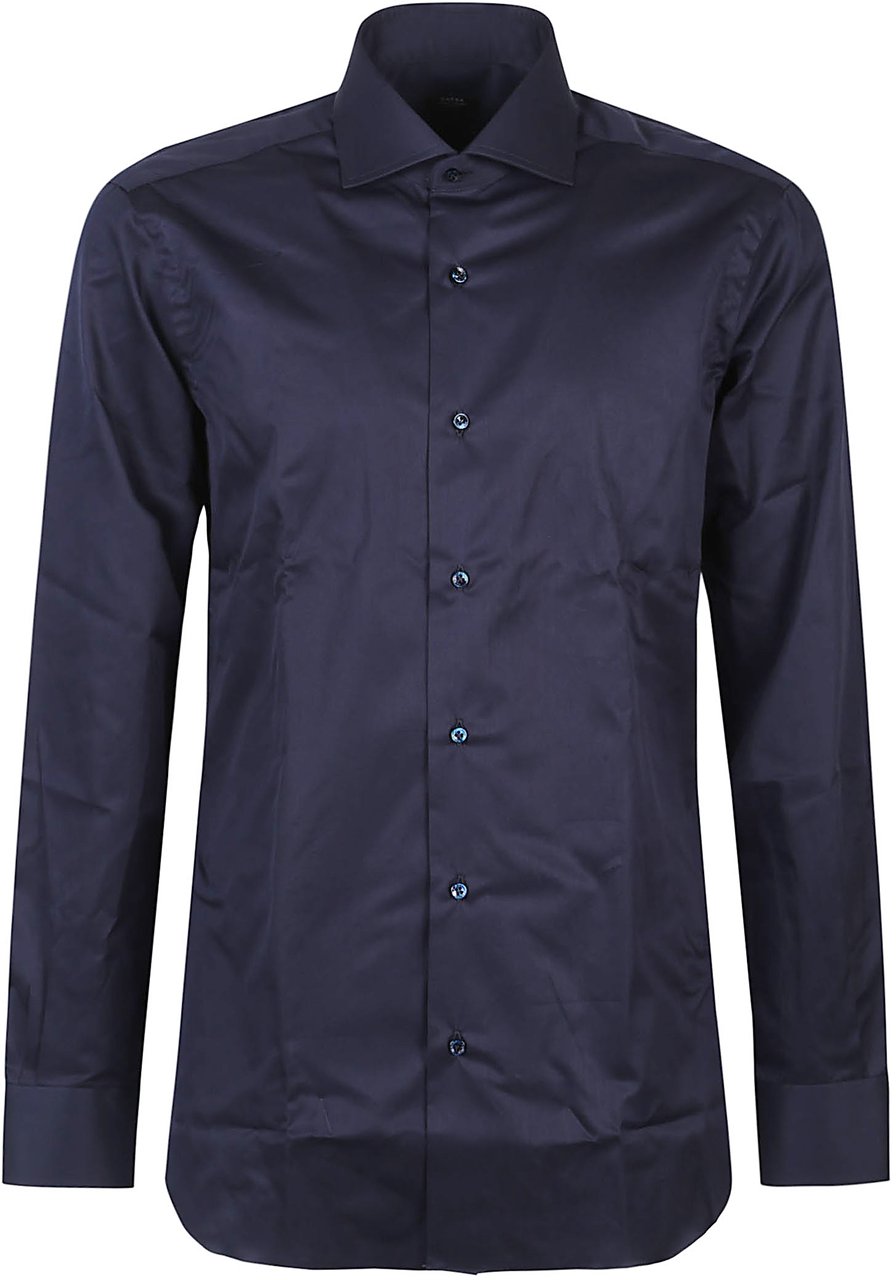 Barba Napoli Long Sleeve Neck Shirt Blue Blauw